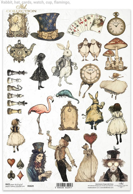 A4 Curious Whimsy Decoupage Rice Paper (ITD No. R2629)