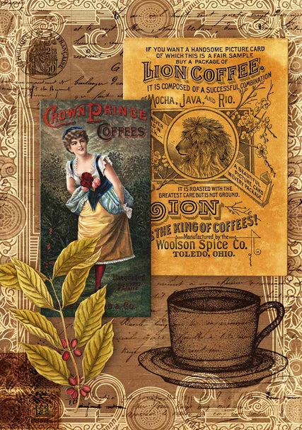 A4 Decoupage Queen Morning Brew Coffee Collage Rice Paper