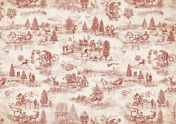 A4 Decoupage Queen Christmas Toile Vellum Paper