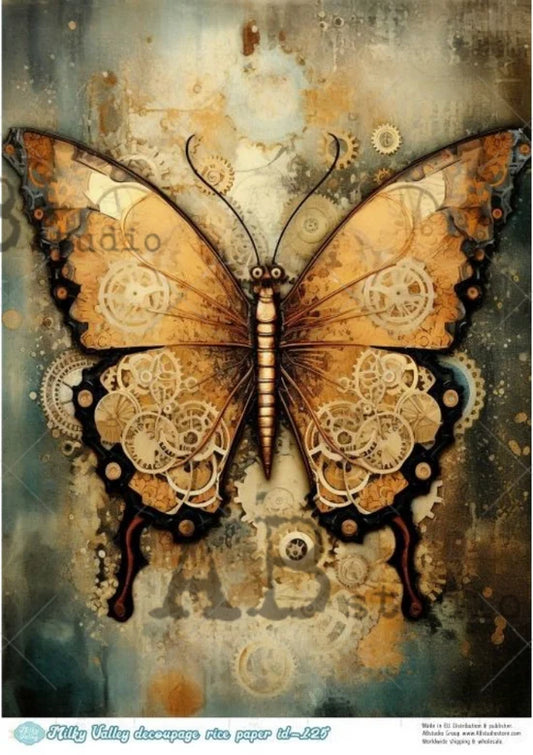 Dramatic Mechanical Butterfly Rice Paper (Milky Valley ID125)