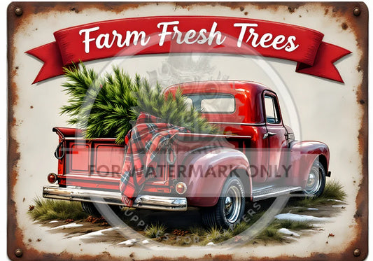 A3 Farm Fresh Christmas Truck Decoupage Rice Paper (DC5101)