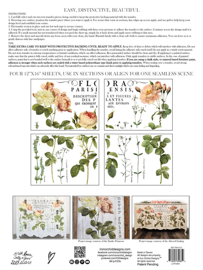 Flora Parisiensis IOD Transfer 12x16 (4 Sheets)