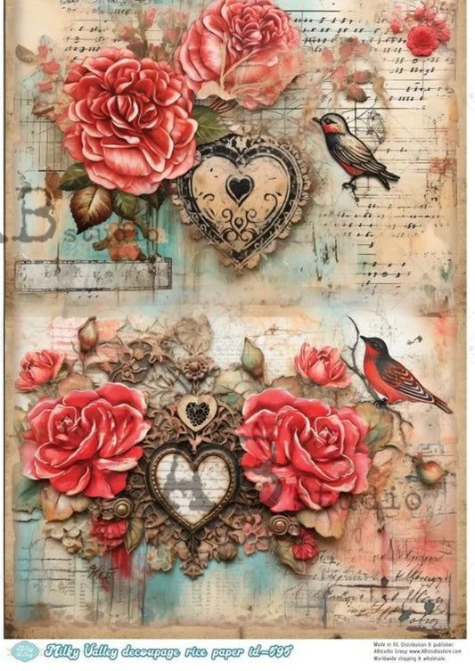 Flower n Bird Collage Milky Valley (ID595)