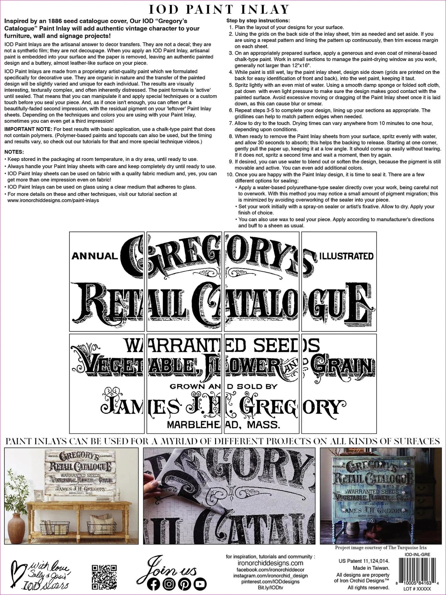Gregory's Catalogue IOD Paint Inlay 12x16 (8 Sheets)
