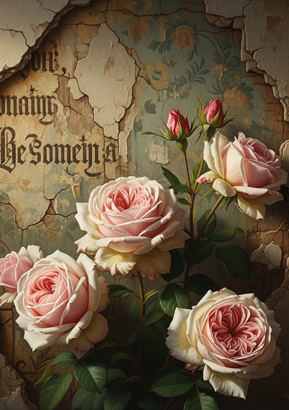 Gritty Roses - 23x33 Large A1 Size Decoupage Paper - Mint by Michelle