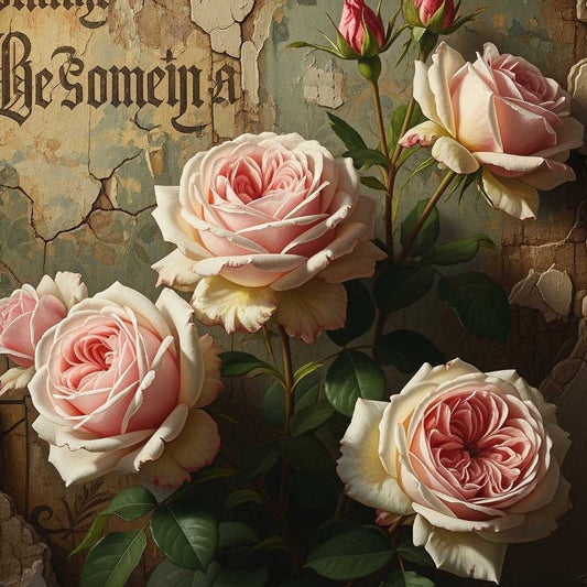 Gritty Roses - 23x33 Large A1 Size Decoupage Paper - Mint by Michelle