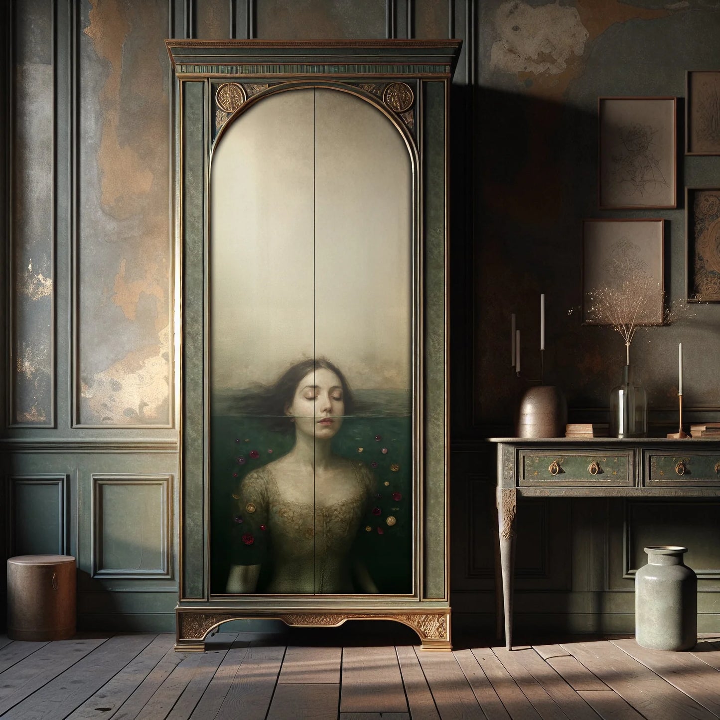 Head Above Water - 23x33 Large A1 Size Decoupage Paper - Mint by Michelle