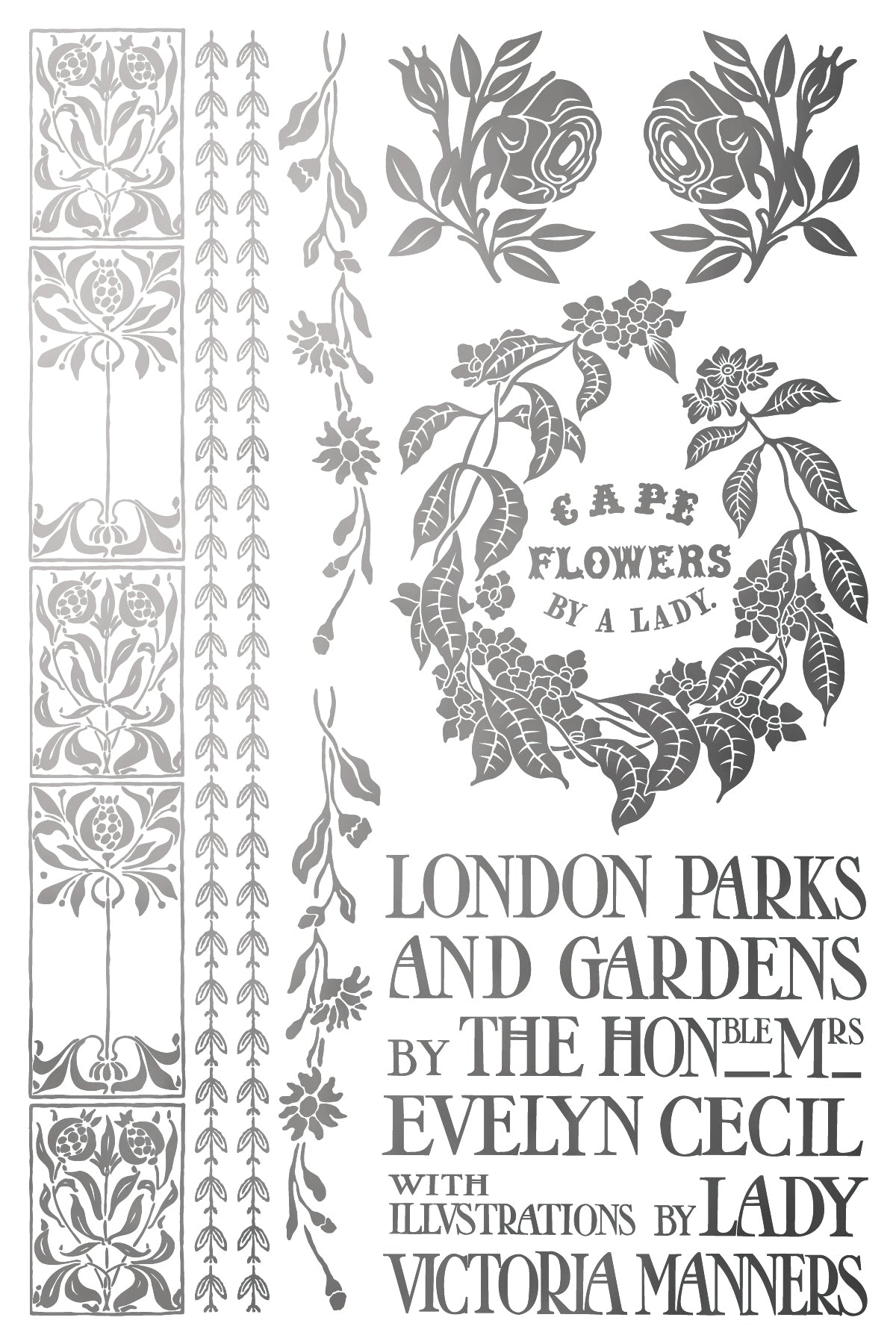 IOD Athenaeum Foil Transfer | 8"x12" Gold & Silver Gilded Decor Transfer by Iron Orchid Designs | Vintage Literary & Botanical Designs