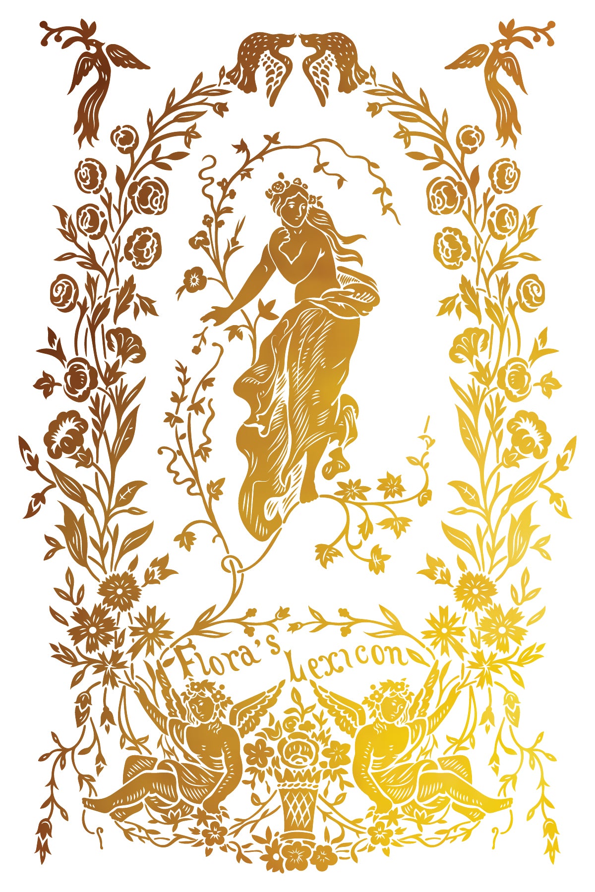 IOD Athenaeum Foil Transfer | 8"x12" Gold & Silver Gilded Decor Transfer by Iron Orchid Designs | Vintage Literary & Botanical Designs