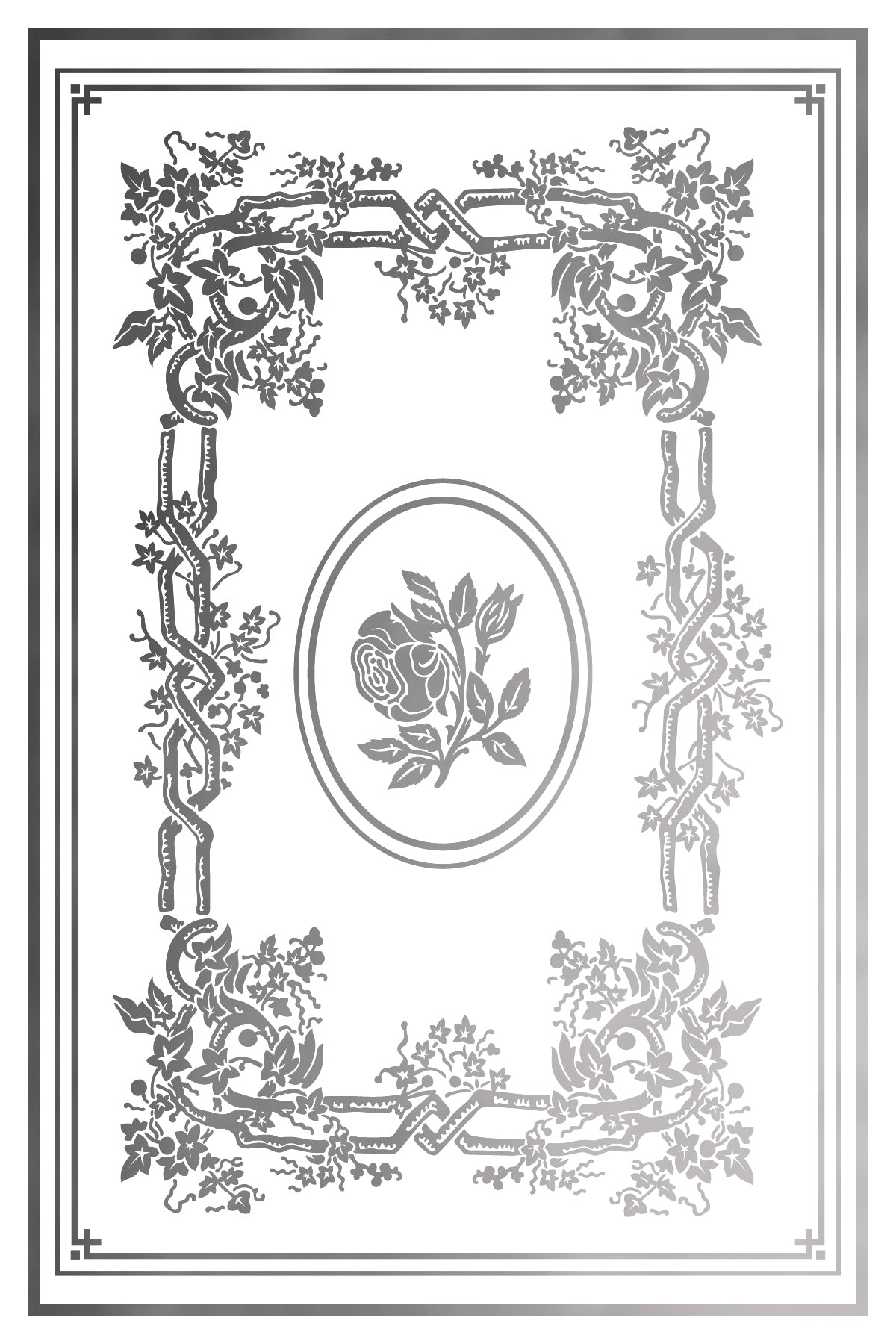 IOD Athenaeum Foil Transfer | 8"x12" Gold & Silver Gilded Decor Transfer by Iron Orchid Designs | Vintage Literary & Botanical Designs