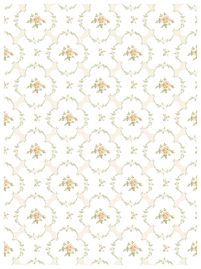 IOD Alfred Peats & Co Paint Inlay | 8 Sheet Large Decor Inlay by Iron Orchid Designs | Vintage Floral Wallpaper Design