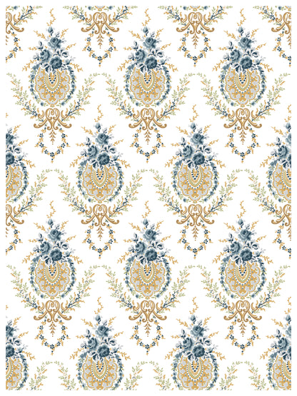 IOD Alfred Peats & Co Paint Inlay | 8 Sheet Large Decor Inlay by Iron Orchid Designs | Vintage Floral Wallpaper Design