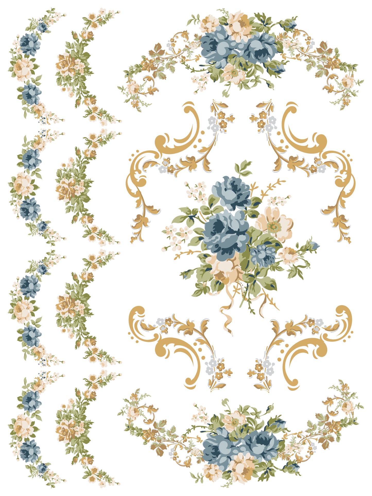 IOD Alfred Peats & Co Paint Inlay | 8 Sheet Large Decor Inlay by Iron Orchid Designs | Vintage Floral Wallpaper Design