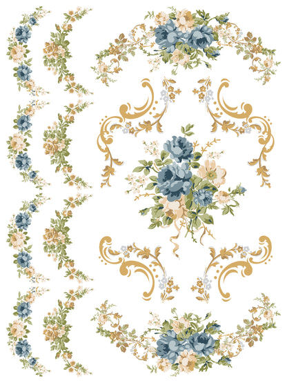 IOD Alfred Peats & Co Paint Inlay | 8 Sheet Large Decor Inlay by Iron Orchid Designs | Vintage Floral Wallpaper Design