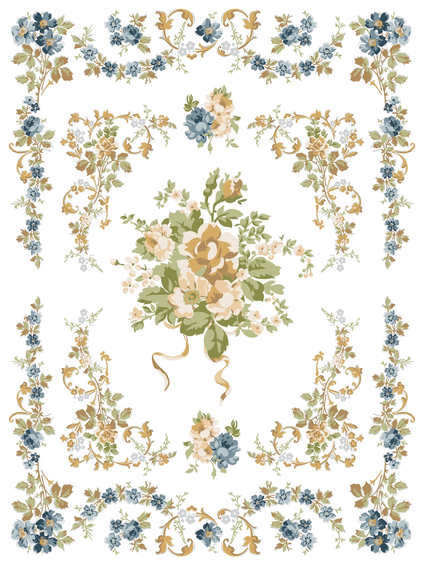 IOD Alfred Peats & Co Paint Inlay | 8 Sheet Large Decor Inlay by Iron Orchid Designs | Vintage Floral Wallpaper Design