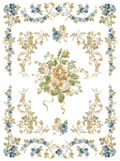 IOD Alfred Peats & Co Paint Inlay | 8 Sheet Large Decor Inlay by Iron Orchid Designs | Vintage Floral Wallpaper Design