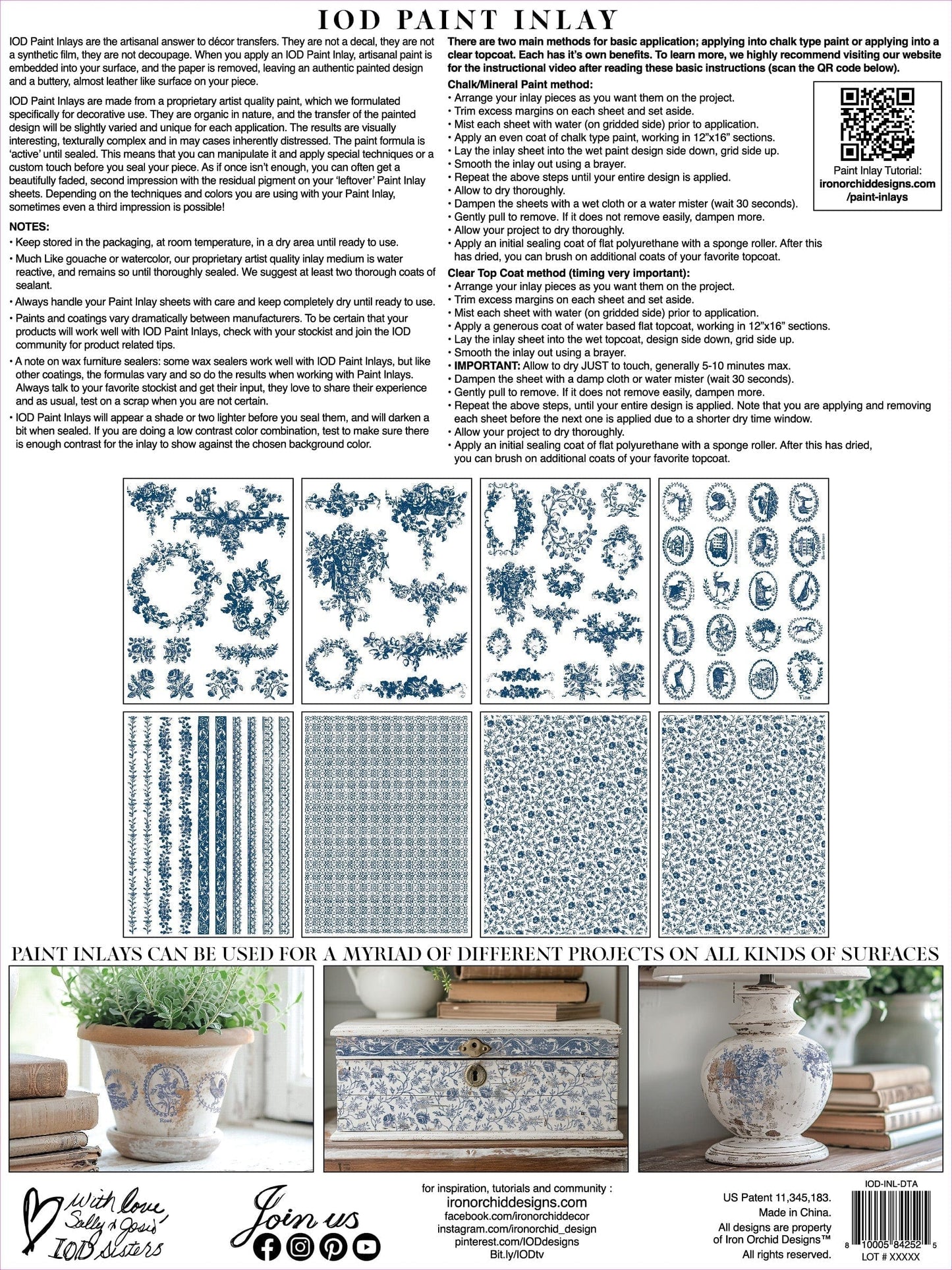Delft Traditions Azure IOD Paint Inlay 12x16 (8 Sheets)