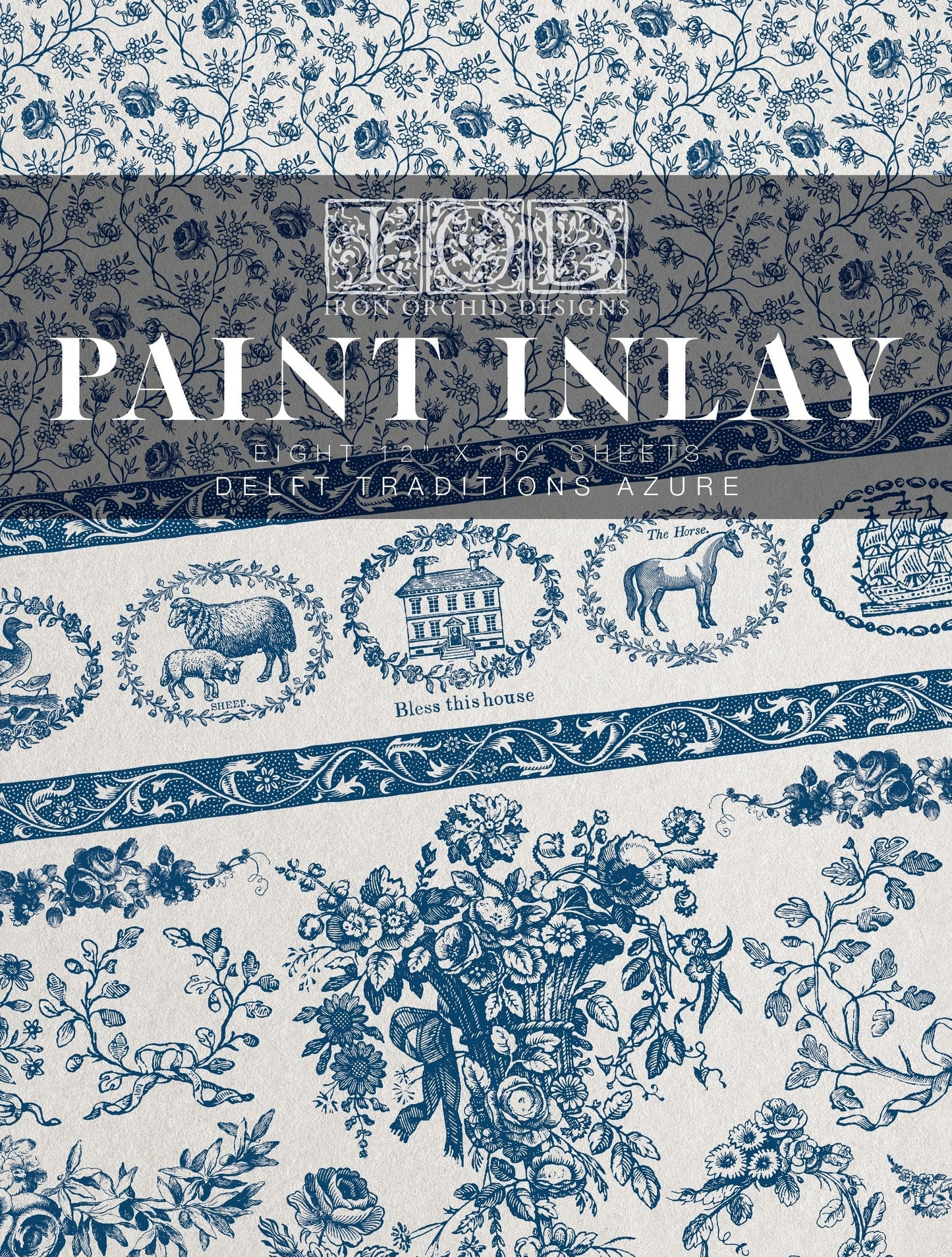 Delft Traditions Azure IOD Paint Inlay 12x16 (8 Sheets)