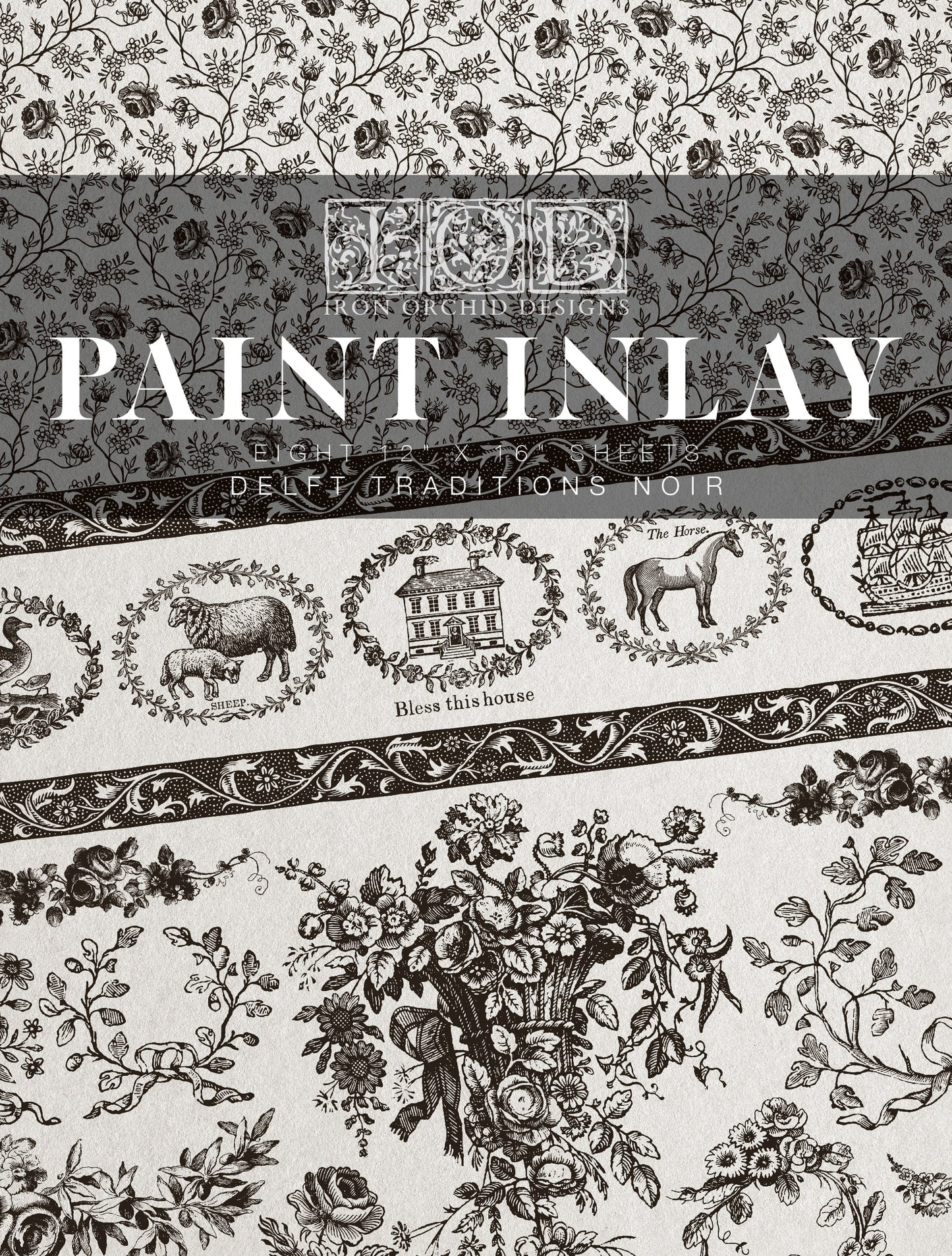 Delft Traditions Noir IOD Paint Inlay 12x16 (8 Sheets)