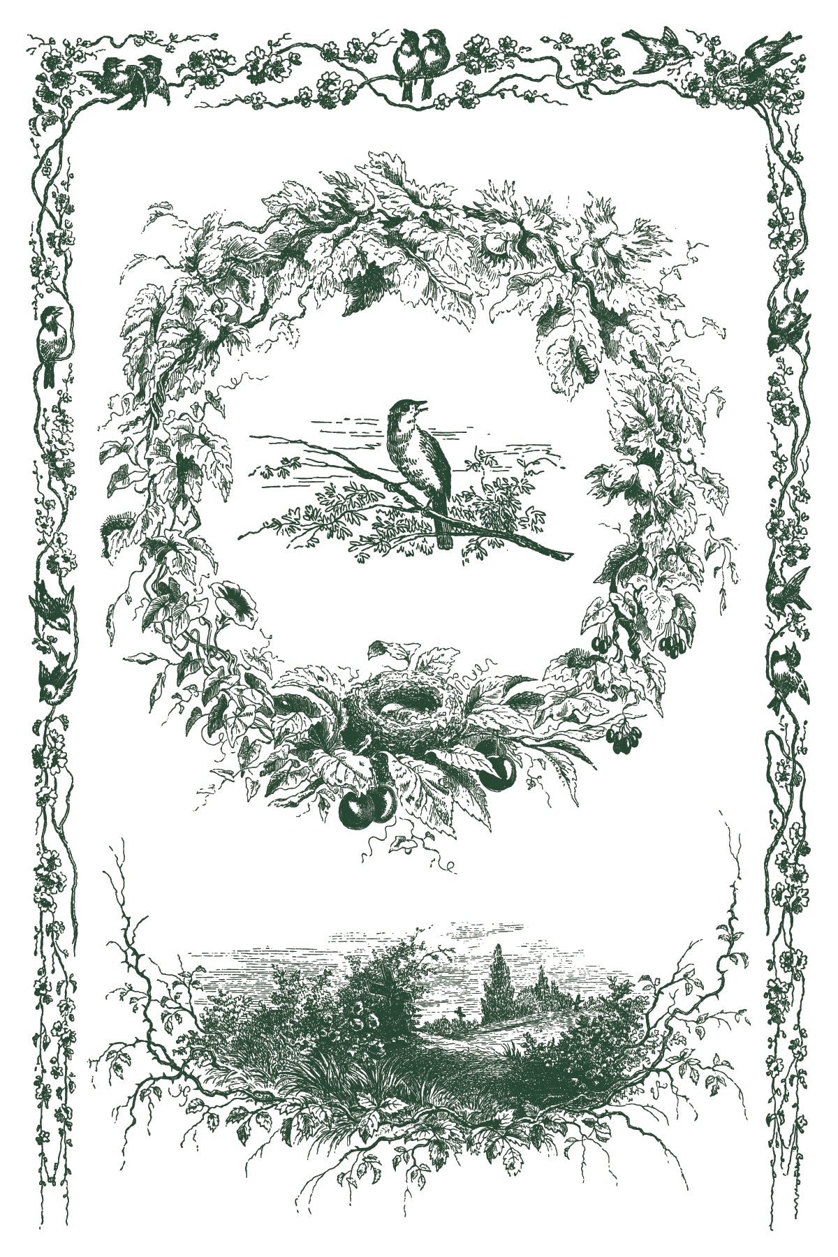 IOD Little Lark Paint Inlay | FIRST EVER 8x12 Beginner-Friendly Decor Inlay by Iron Orchid Designs | Vintage Birds & Botanical Designs