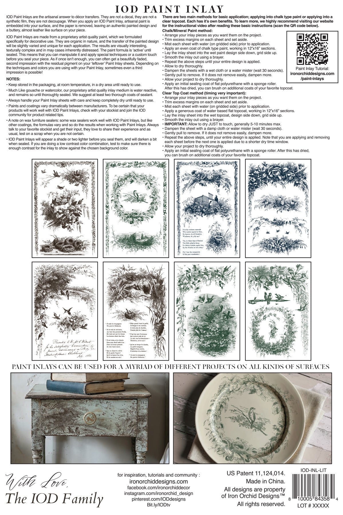 IOD Little Lark Paint Inlay | FIRST EVER 8x12 Beginner-Friendly Decor Inlay by Iron Orchid Designs | Vintage Birds & Botanical Designs
