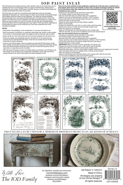 IOD Little Lark Paint Inlay | FIRST EVER 8x12 Beginner-Friendly Decor Inlay by Iron Orchid Designs | Vintage Birds & Botanical Designs