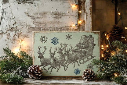 The North Pole Co. IOD Paint Inlay | 8x12 Vintage Christmas Paint Inlay by Iron Orchid Designs | Santa, Toy Shop & Holiday Furniture Paint Inlay