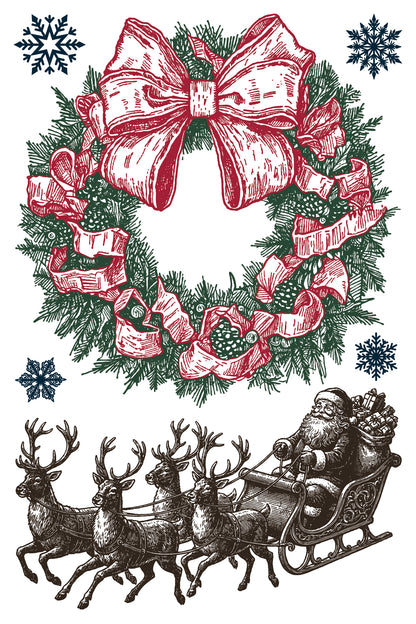 The North Pole Co. IOD Paint Inlay | 8x12 Vintage Christmas Paint Inlay by Iron Orchid Designs | Santa, Toy Shop & Holiday Furniture Paint Inlay