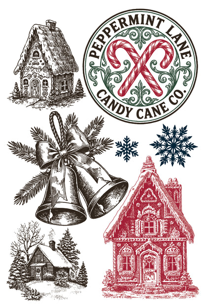 The North Pole Co. IOD Paint Inlay | 8x12 Vintage Christmas Paint Inlay by Iron Orchid Designs | Santa, Toy Shop & Holiday Furniture Paint Inlay