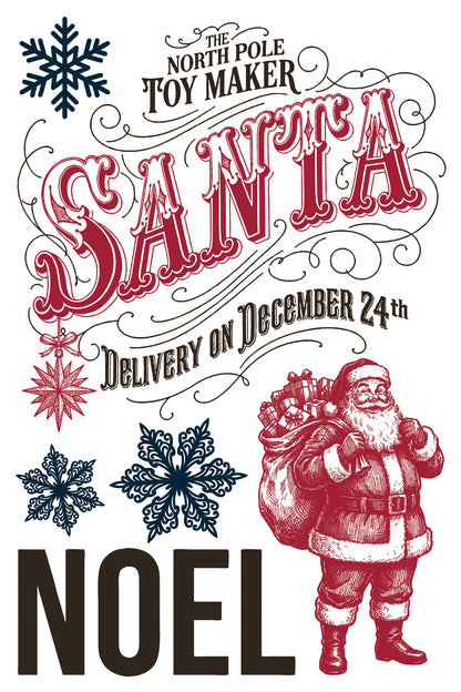 The North Pole Co. IOD Paint Inlay | 8x12 Vintage Christmas Paint Inlay by Iron Orchid Designs | Santa, Toy Shop & Holiday Furniture Paint Inlay