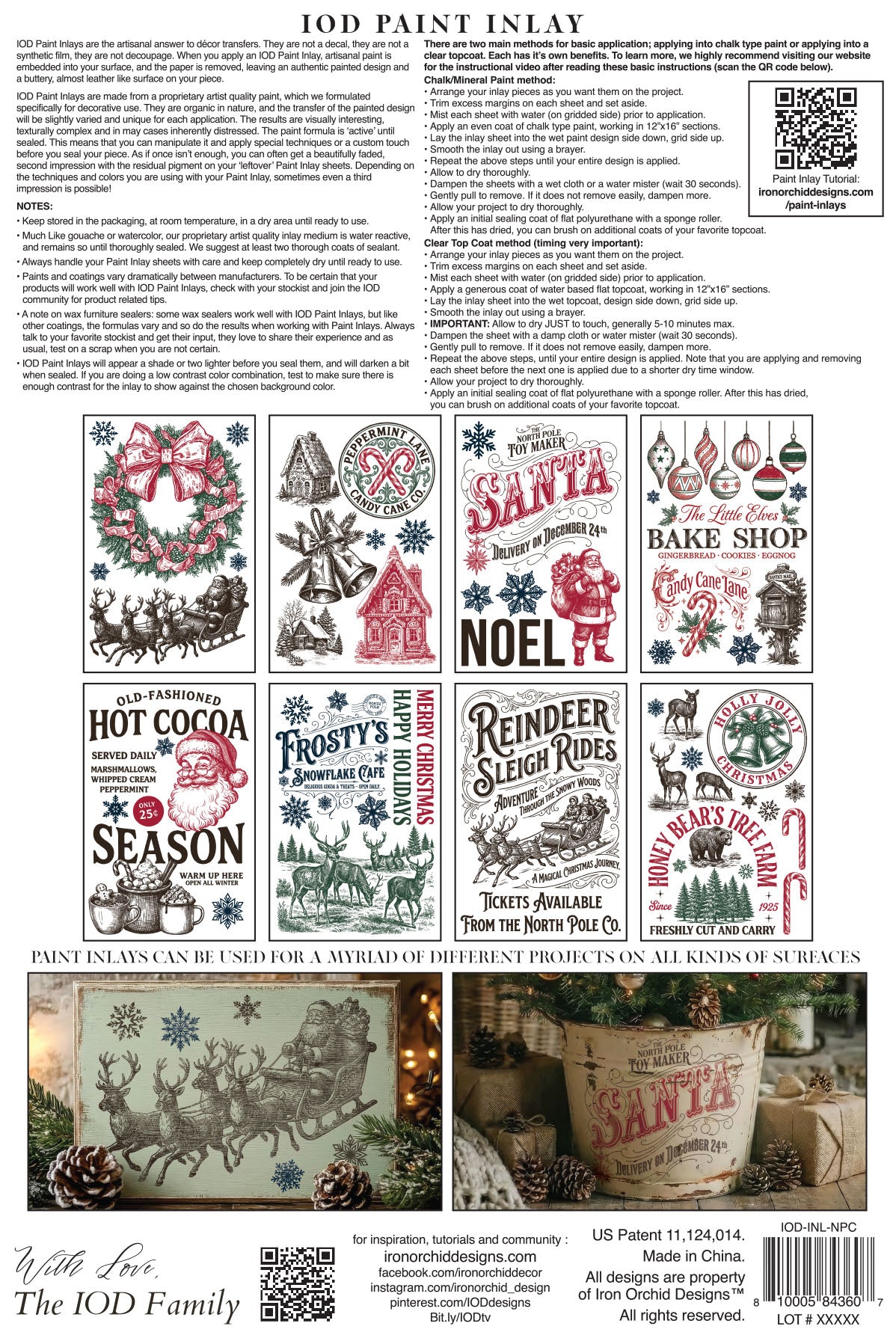 The North Pole Co. IOD Paint Inlay | 8x12 Vintage Christmas Paint Inlay by Iron Orchid Designs | Santa, Toy Shop & Holiday Furniture Paint Inlay