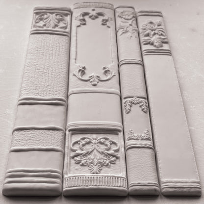 Bookish IOD Mould | 6x10 Silicone Decor Mould by Iron Orchid Designs | Vintage Book Spines, Library & Furniture Embellishments