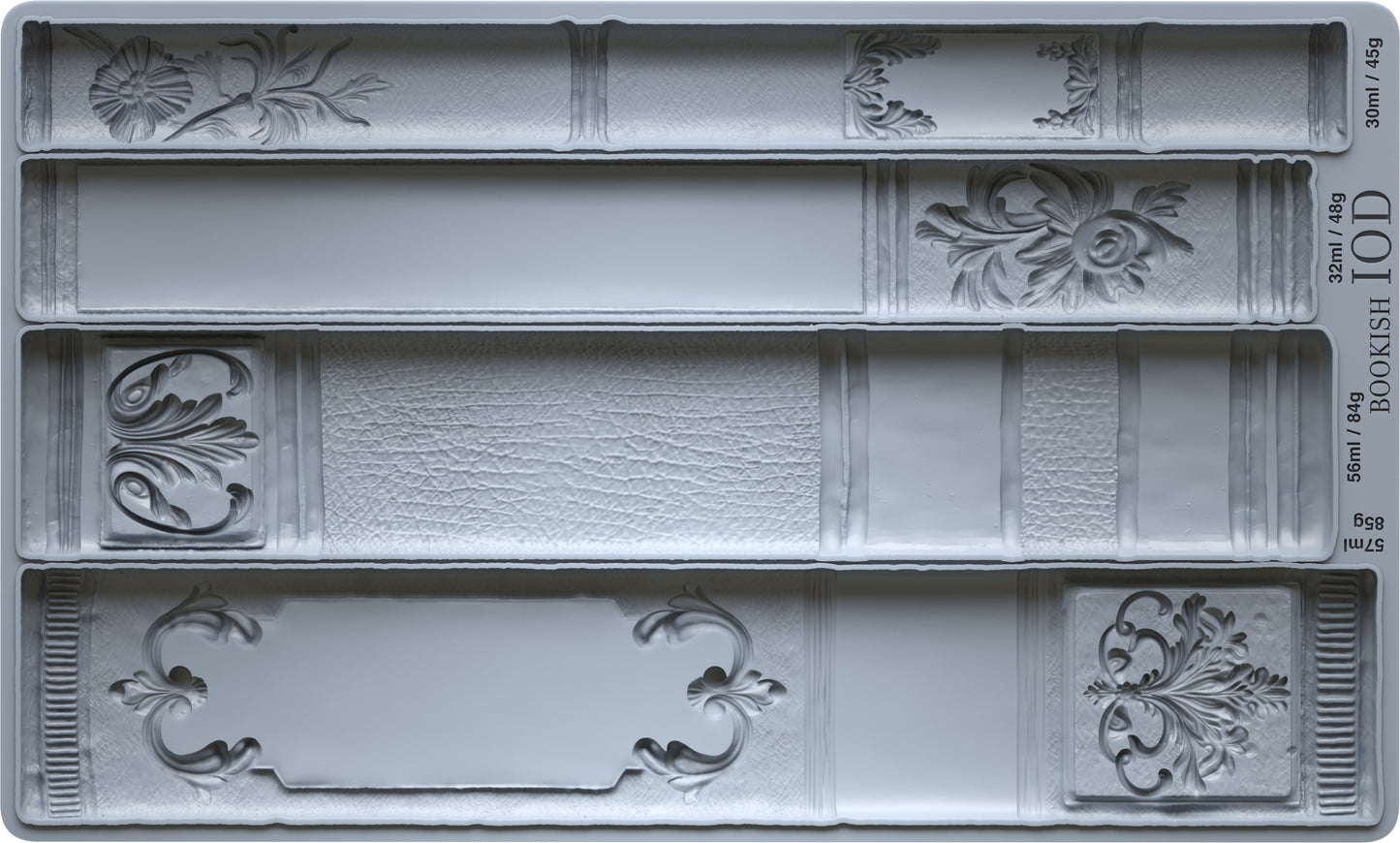 Bookish IOD Mould | 6x10 Silicone Decor Mould by Iron Orchid Designs | Vintage Book Spines, Library & Furniture Embellishments