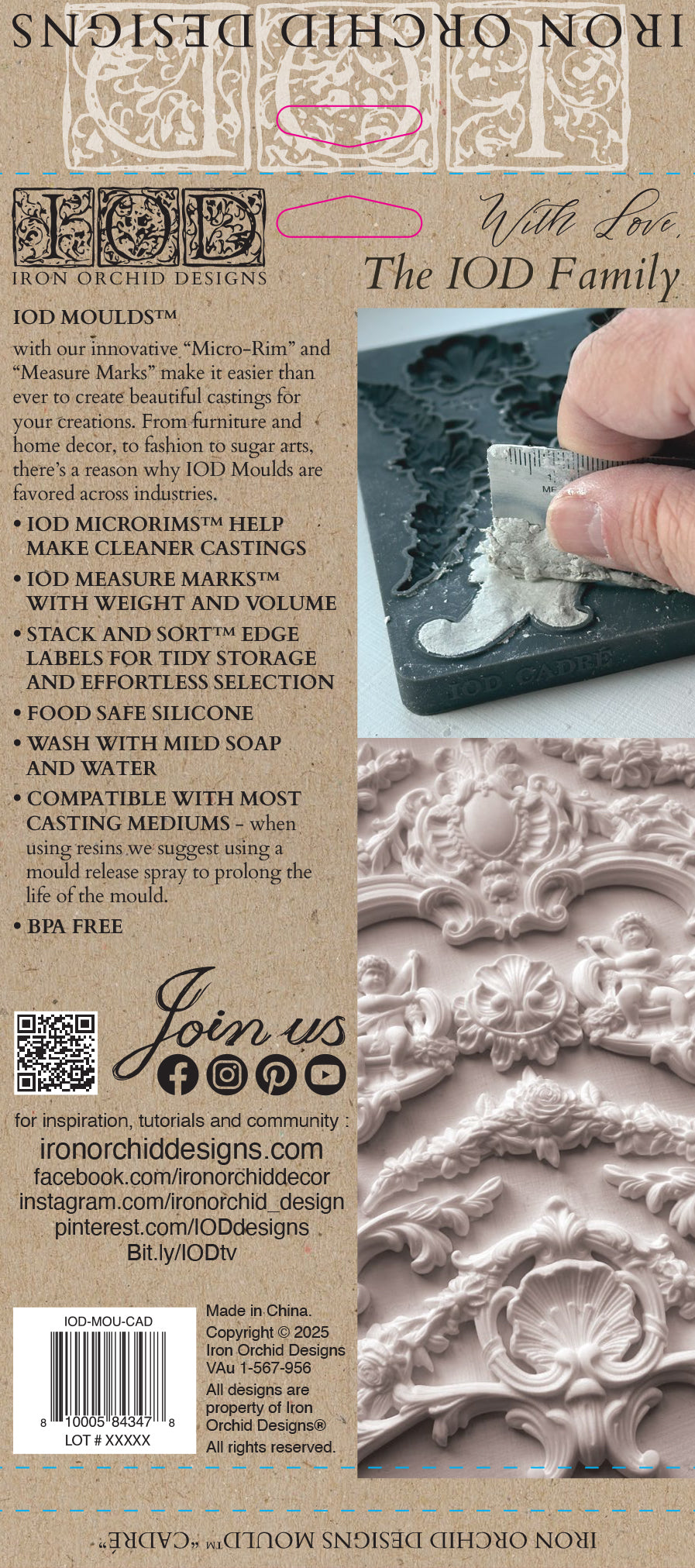Cadré IOD Mould | 6x10 Silicone Decor Mould by Iron Orchid Designs | Ornate French Frame, Scroll & Cherub Embellishments