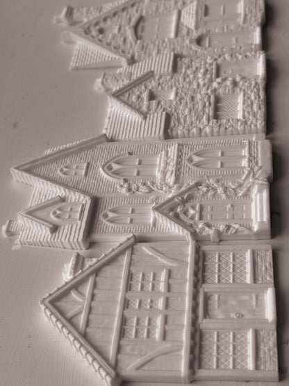 Charlbury Lane IOD Mould | 6x10 Vintage Village House Decor Mould by Iron Orchid Designs | Storybook Cottage Silicone Casting Mould