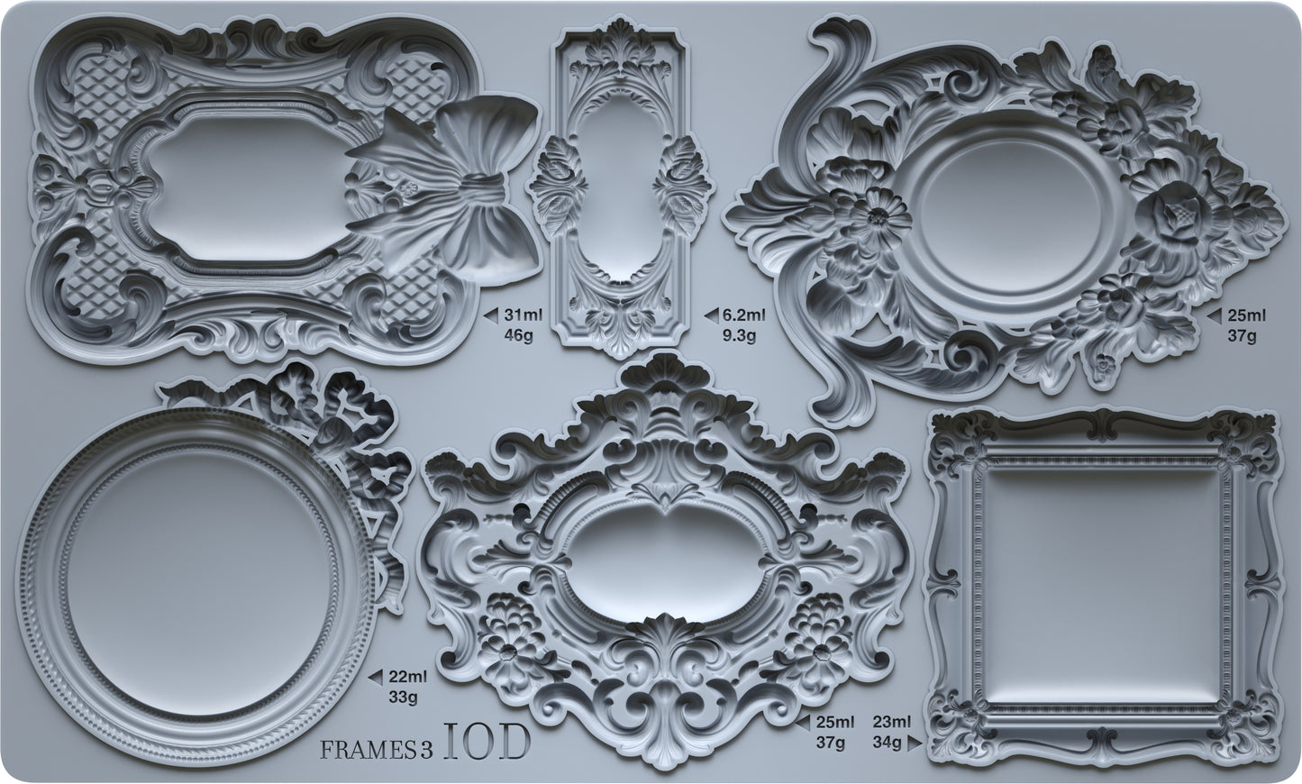 IOD Frames 3 Mould – 6x10 Silicone Decor Mould by Iron Orchid Designs – Ornate Vintage Frames for Furniture & DIY Projects