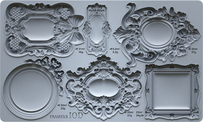 IOD Frames 3 Mould – 6x10 Silicone Decor Mould by Iron Orchid Designs – Ornate Vintage Frames for Furniture & DIY Projects