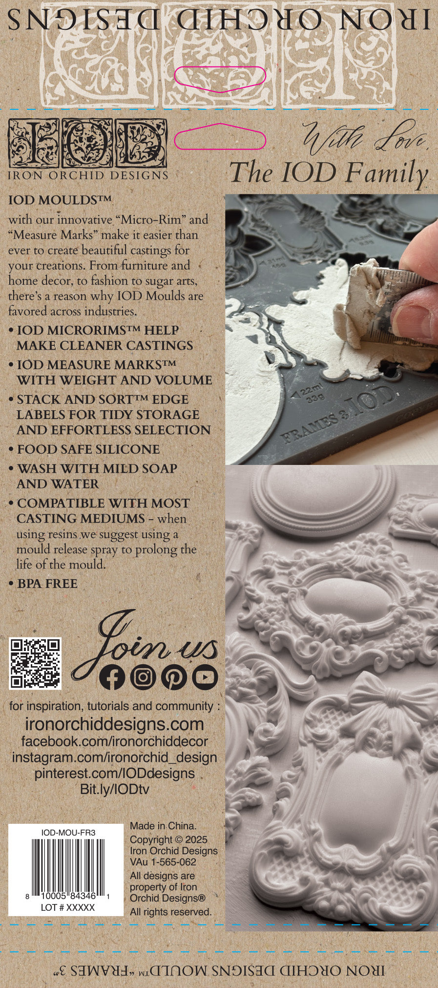 IOD Frames 3 Mould – 6x10 Silicone Decor Mould by Iron Orchid Designs – Ornate Vintage Frames for Furniture & DIY Projects