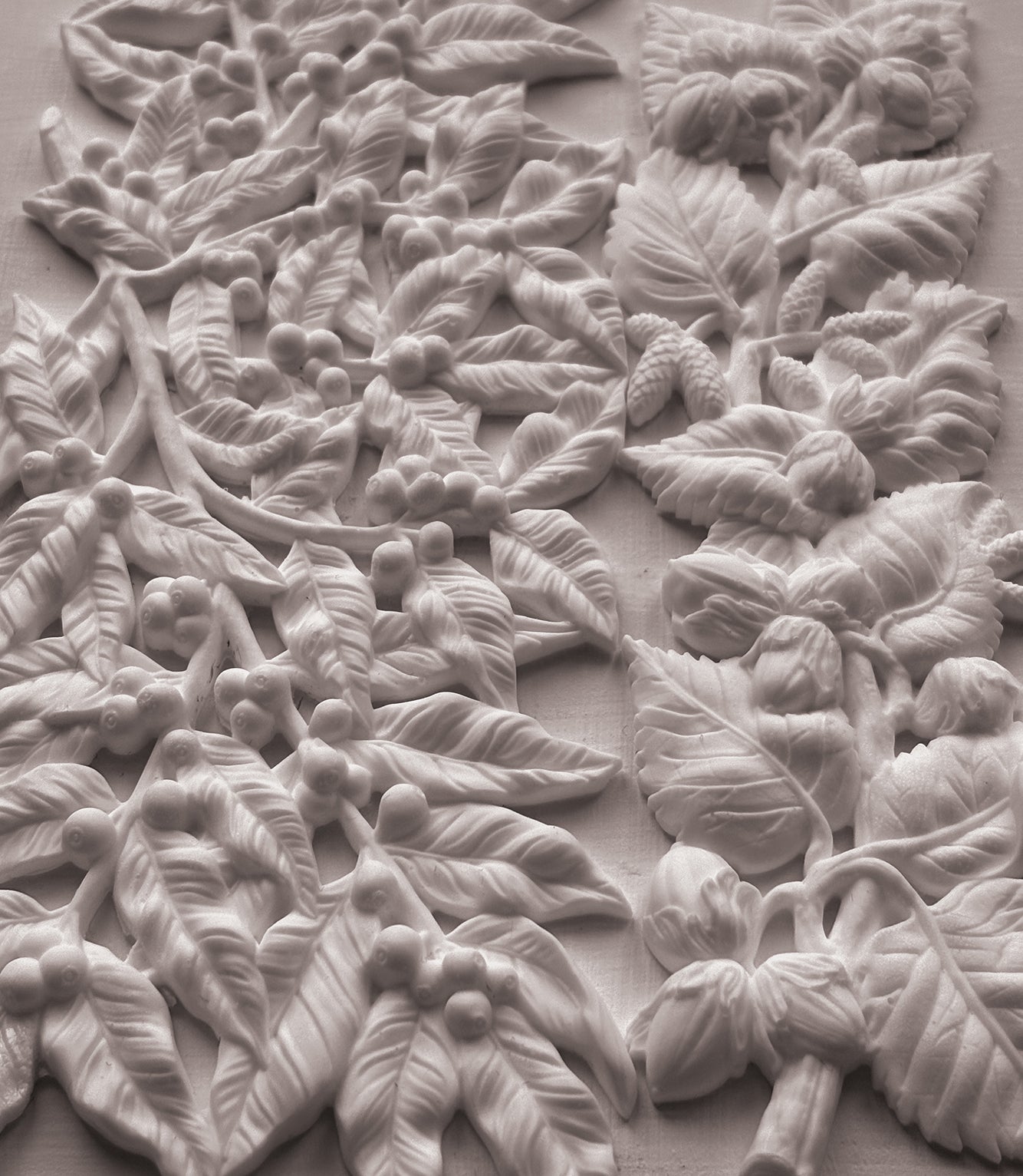 Hazel & Bay IOD Mould | 6x10 Botanical Foliage & Berry Decor Mould by Iron Orchid Designs | Nature-Inspired Silicone Casting Mould