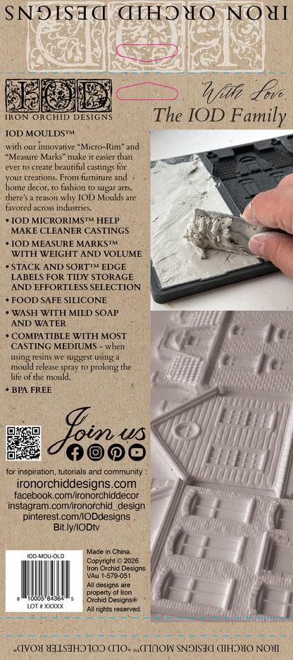 Old Colchester Road IOD Mould | 6x10 Historic Townhouse Facade Decor Mould by Iron Orchid Designs | Vintage Architectural Silicone Casting Mould