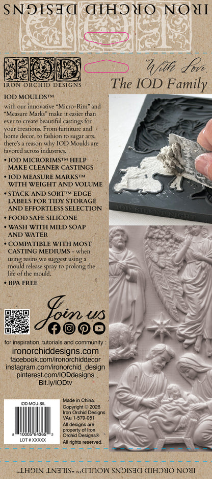 Silent Night IOD Mould | 6x10 Nativity Scene Decor Mould by Iron Orchid Designs | Vintage Christmas Silicone Casting Mould