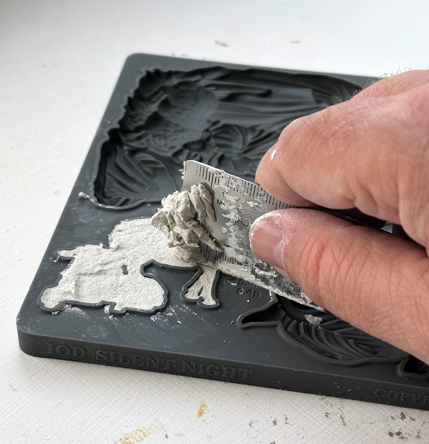 Silent Night IOD Mould | 6x10 Nativity Scene Decor Mould by Iron Orchid Designs | Vintage Christmas Silicone Casting Mould