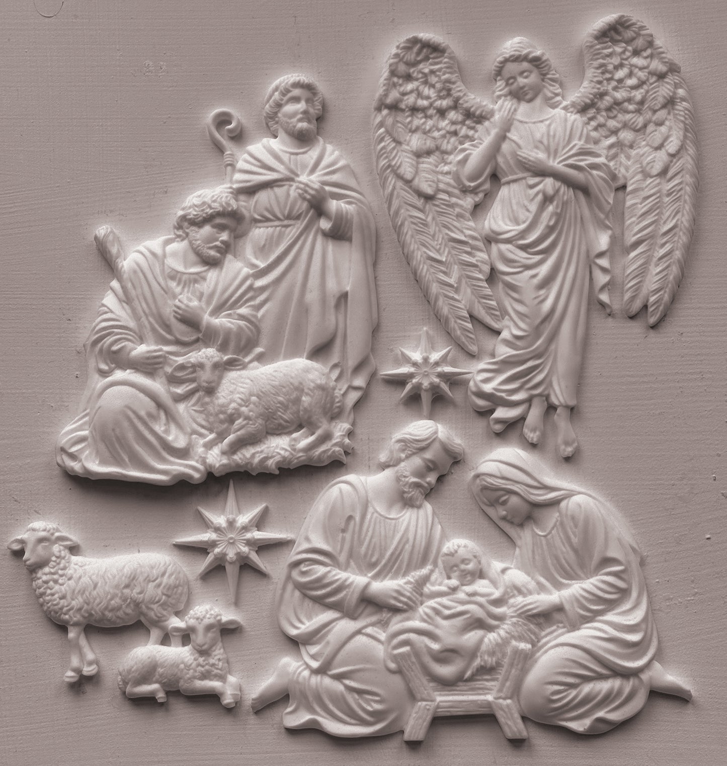 Silent Night IOD Mould | 6x10 Nativity Scene Decor Mould by Iron Orchid Designs | Vintage Christmas Silicone Casting Mould