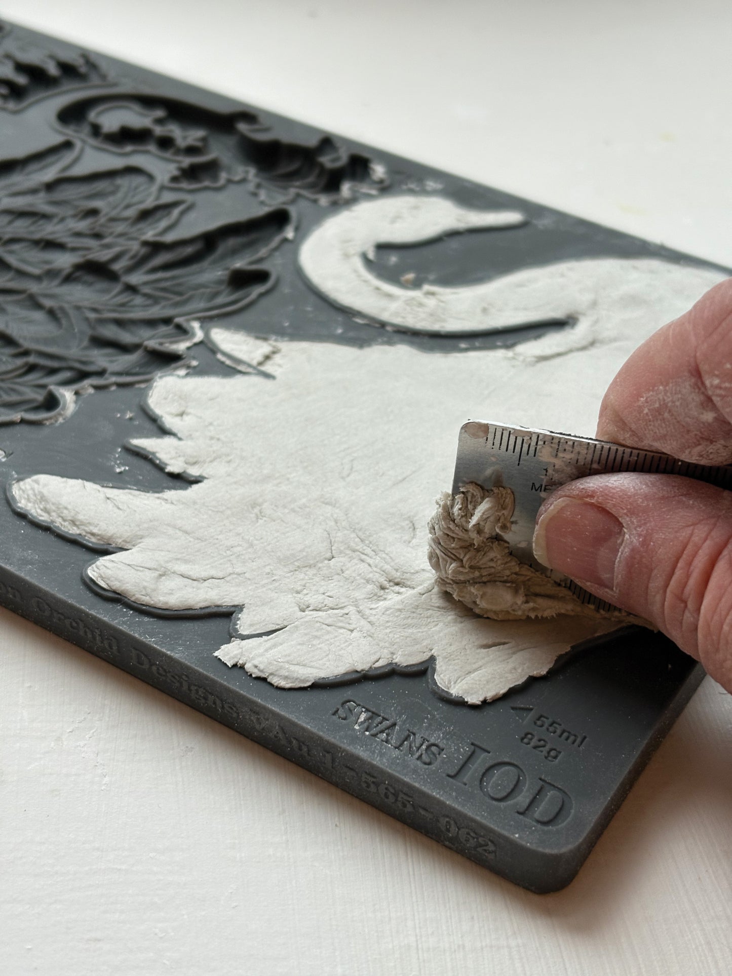 Swans IOD Mould | 6x10 Silicone Decor Mould by Iron Orchid Designs | Elegant Swan, Wings & Scroll Embellishments