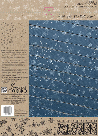 Flurry IOD Stamp | 12x12 Winter Snowflake Decor Stamp Sheet by Iron Orchid Designs | Vintage Christmas Background & Holiday Craft Stamp