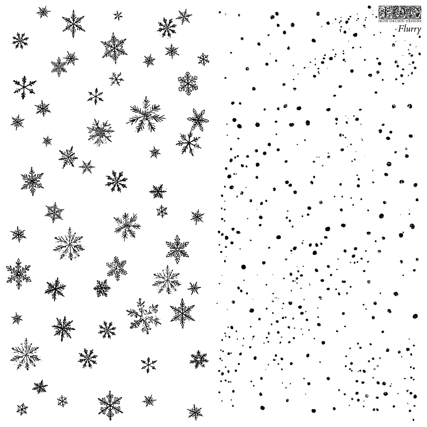 Flurry IOD Stamp | 12x12 Winter Snowflake Decor Stamp Sheet by Iron Orchid Designs | Vintage Christmas Background & Holiday Craft Stamp