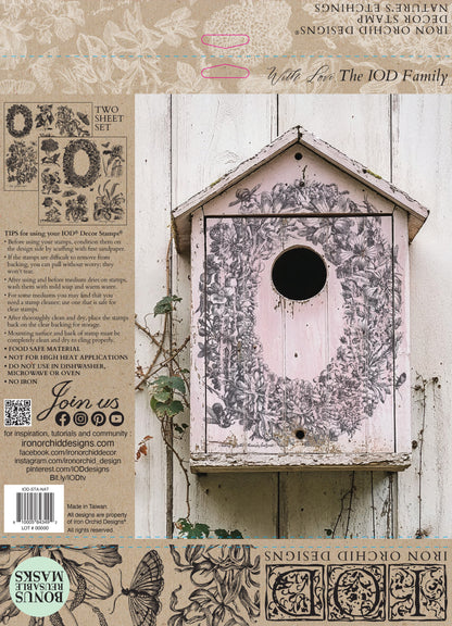 Nature’s Etchings IOD Stamp (2 Sheets) 12x12 Decor Stamp by Iron Orchid Designs | Botanical Flowers, Wreath & Vintage Garden Designs