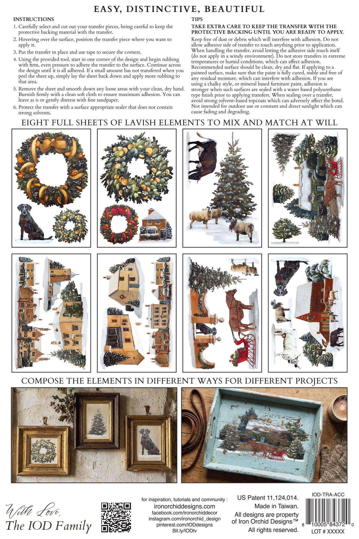 A Cotswold Christmas IOD Transfer | 8x12 Vintage English Christmas Decor Transfer by Iron Orchid Designs | Holiday Village Rub-On Transfer Set