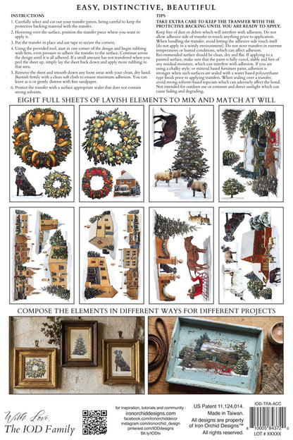 A Cotswold Christmas IOD Transfer | 8x12 Vintage English Christmas Decor Transfer by Iron Orchid Designs | Holiday Village Rub-On Transfer Set