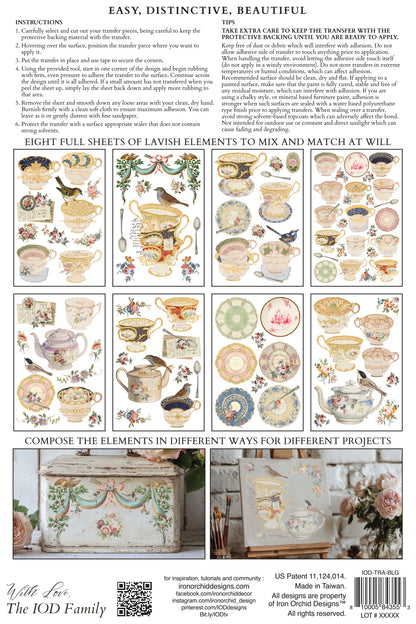 Belgravia IOD Transfer | 8 Sheet 8"x12" Decor Transfer by Iron Orchid Designs | Vintage Teacups, Florals & Cottage Style Designs